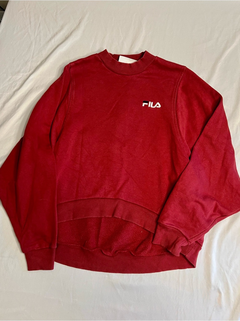 Fila Women's Deep Maroon Crewneck Sweatshirt with Mini Logo